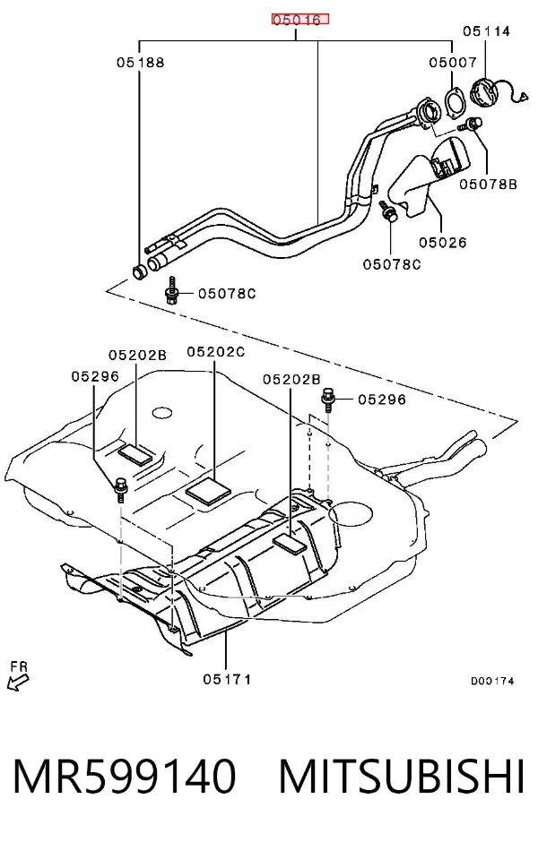 Шланг заливної горловини, паливного бака MR599140 Mitsubishi