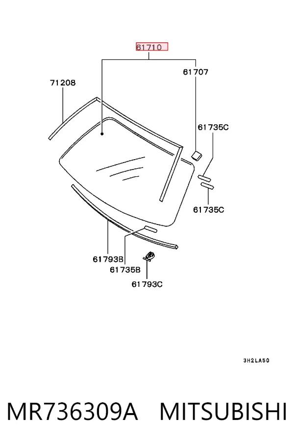 Лобове скло MR736309A Mitsubishi
