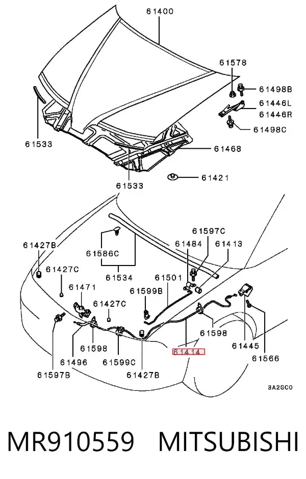 Трос капота Mitsubishi Carisma DA