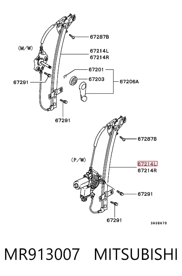 Склопідйомник передньої лівої двері MR913007 Mitsubishi