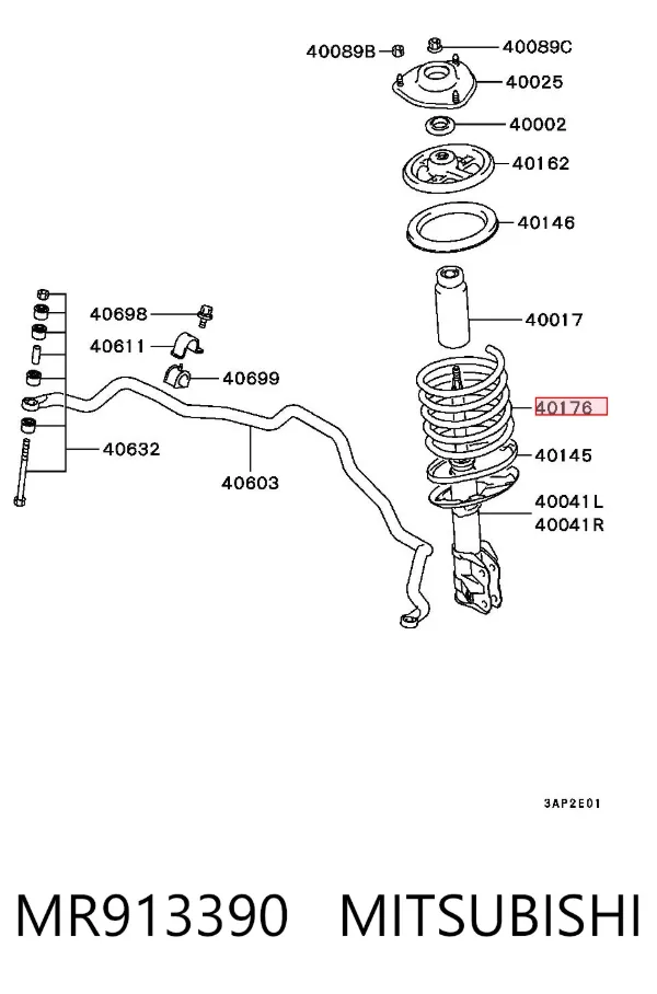 Пружина передня MR913390 Mitsubishi