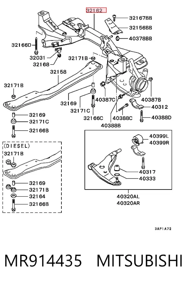 Підрамник передній MR914435 Mitsubishi