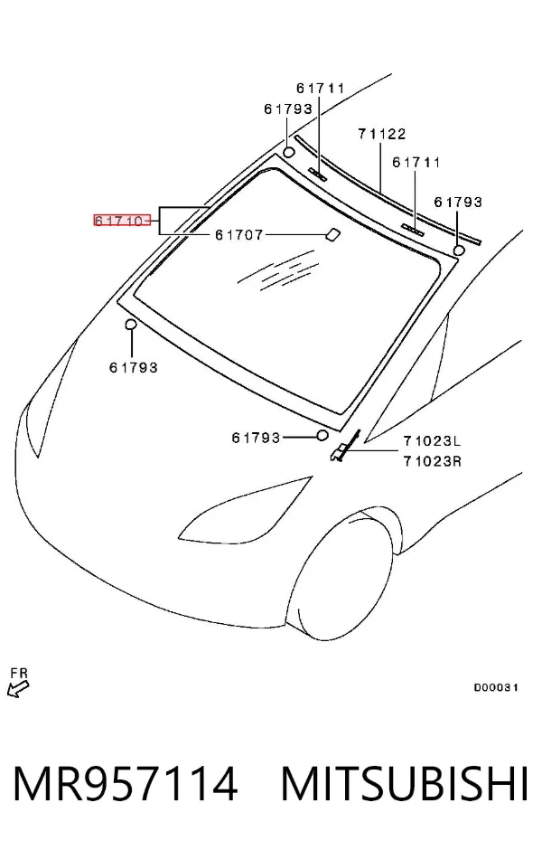 Лобове скло MR957114 Mitsubishi