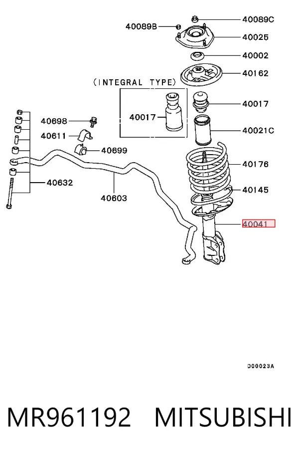 Амортизатор передній MR961192 Mitsubishi