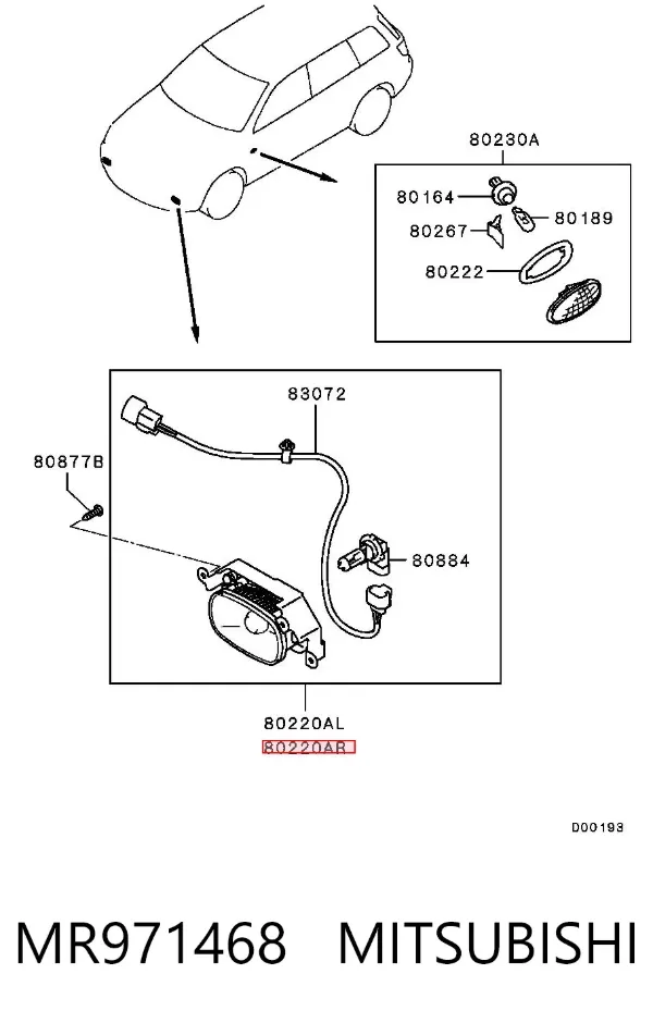 Фара протитуманна, права MR971468 Mitsubishi
