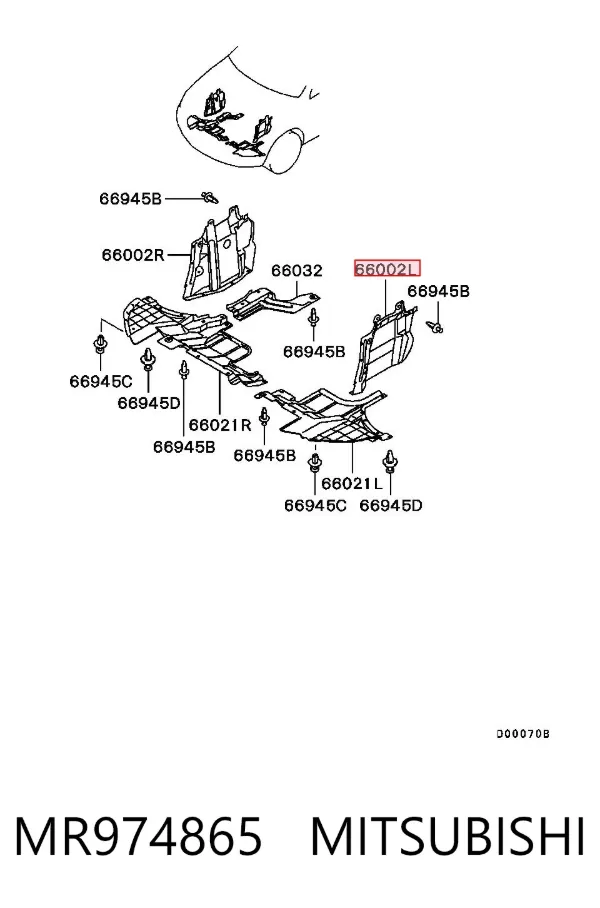 Захист двигуна, лівий MR974865 Mitsubishi