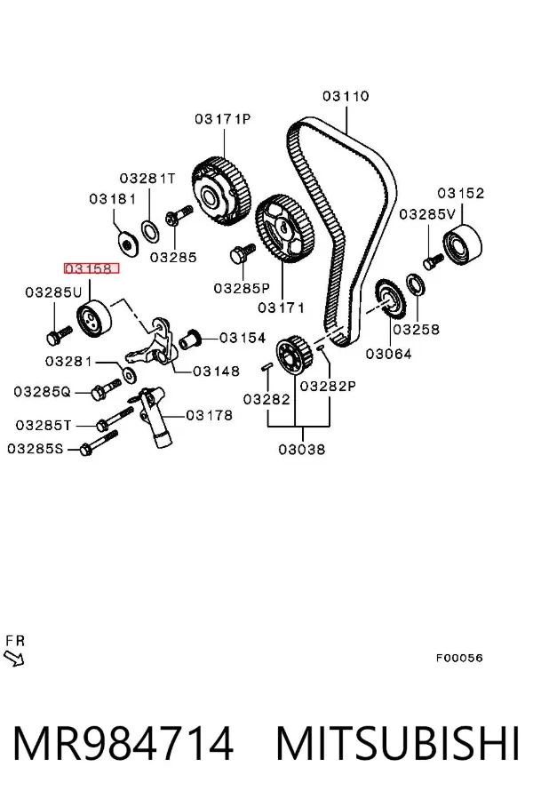 Ролик натягувача ременя ГРМ MR984714 Mitsubishi