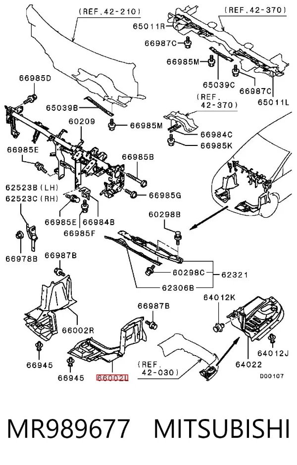 Захист двигуна, лівий MR989677 Mitsubishi