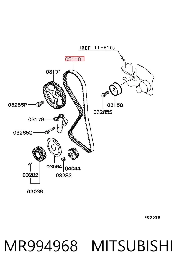 Ремінь ГРМ MR994968 Mitsubishi