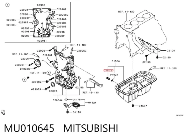 Пробка піддона двигуна MU010645 Mitsubishi