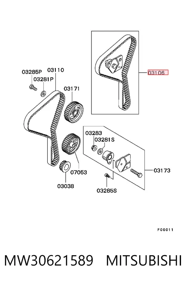 Комплект ГРМ MW30621589 Mitsubishi