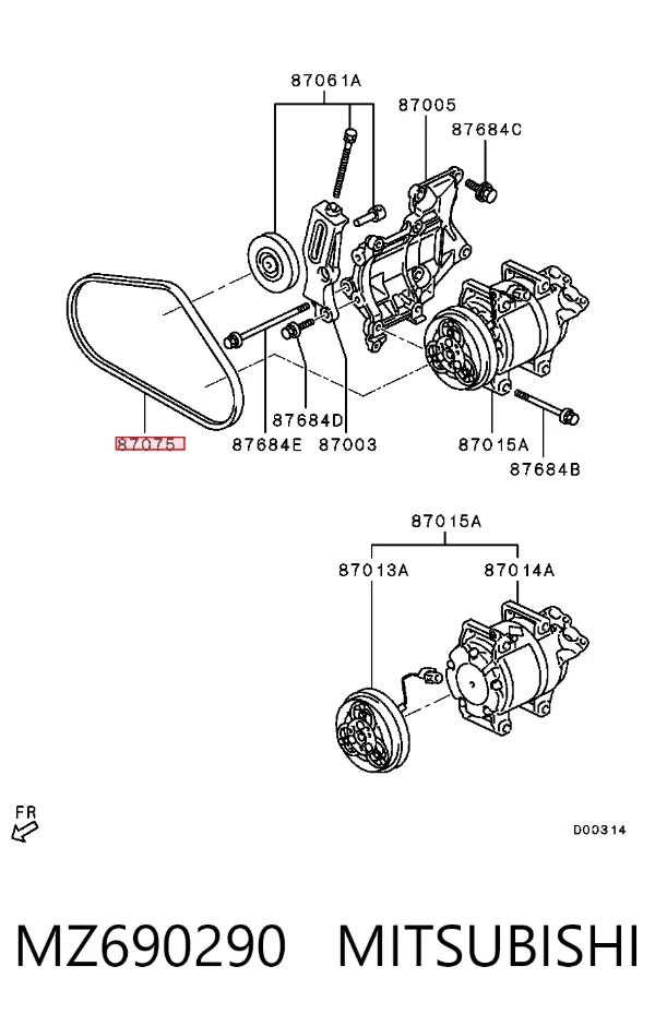 Ремінь генератора MZ690290 Mitsubishi