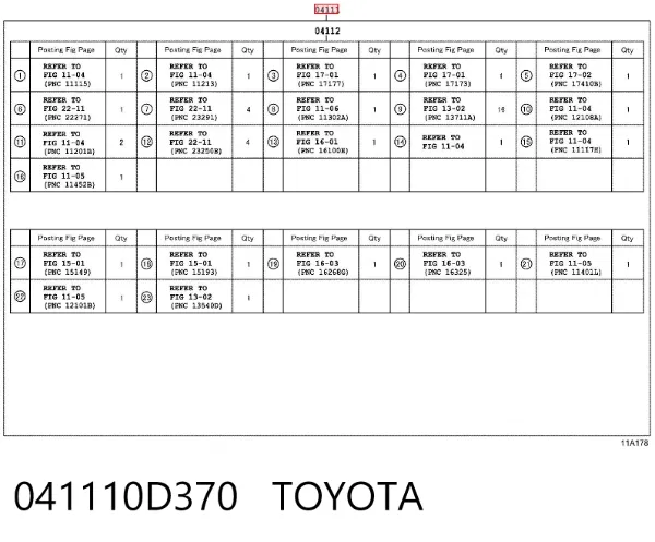 Комплект прокладок 041110D370 Toyota