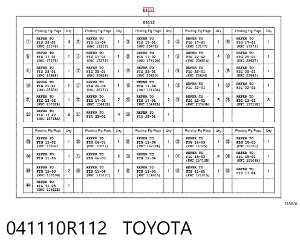 Комплект прокладок 041110R112 Toyota