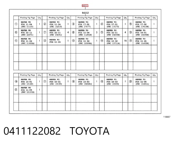 Комплект прокладок 0411122082 Toyota