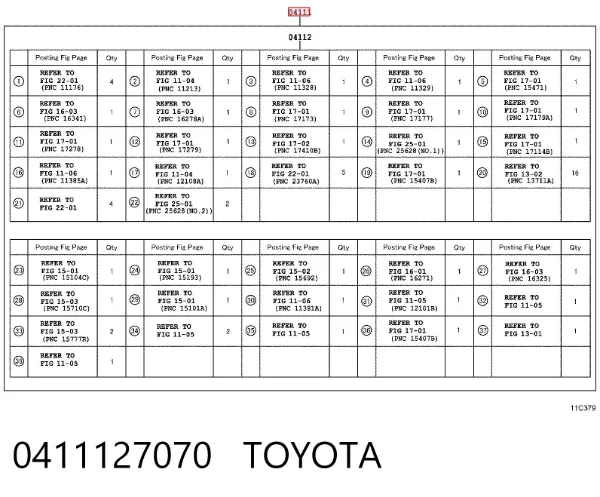 Комплект прокладок 0411127070 Toyota