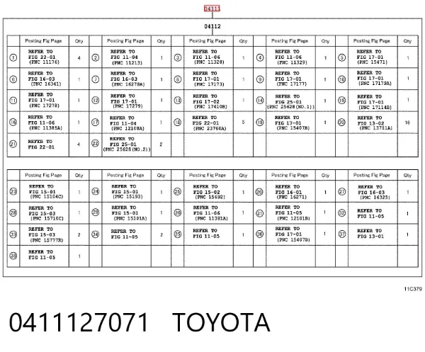 Комплект прокладок 0411127071 Toyota