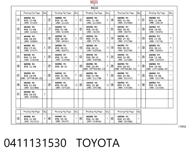 Комплект прокладок 0411131530 Toyota