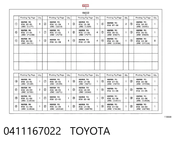 Комплект прокладок 0411167022 Toyota