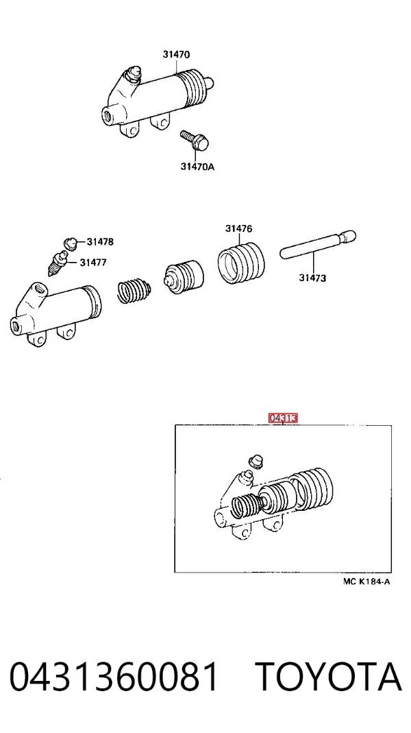 Робочий циліндр зчеплення 0431360081 Toyota