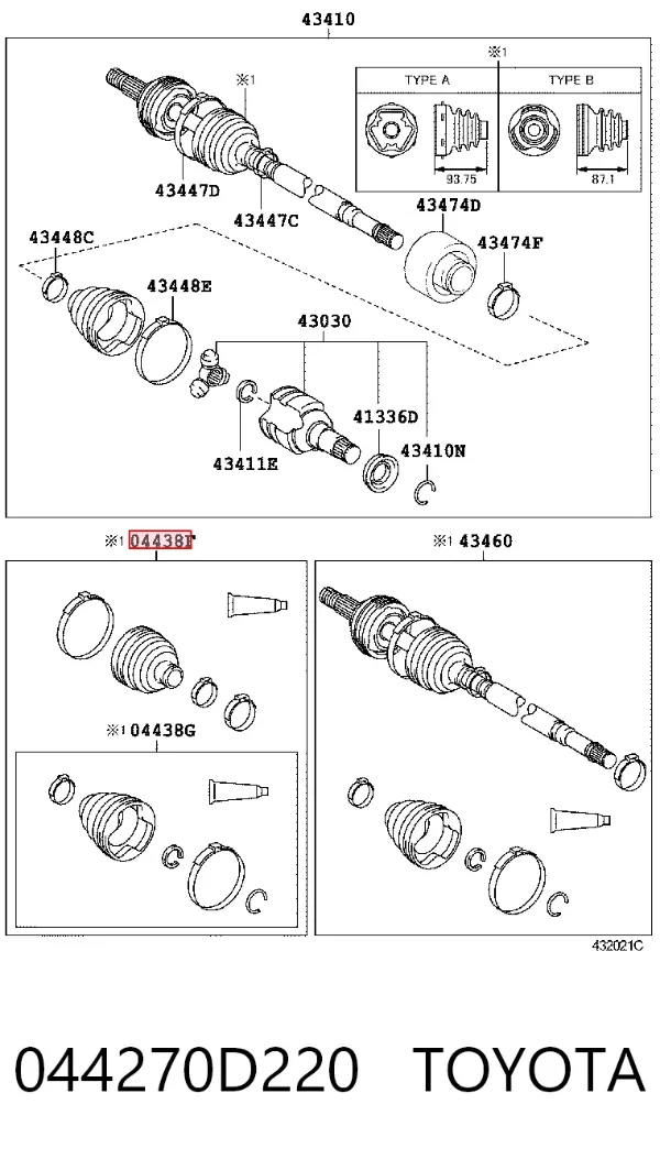 Пильник ШРУСа зовнішній 044270D220 Toyota