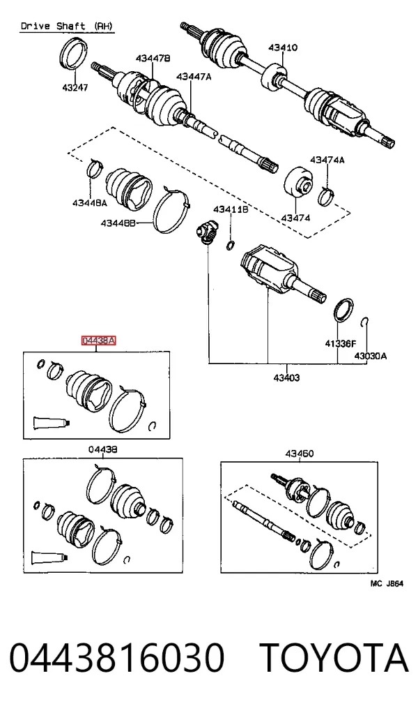 Пильник ШРУСа зовнішній 0443816030 Toyota