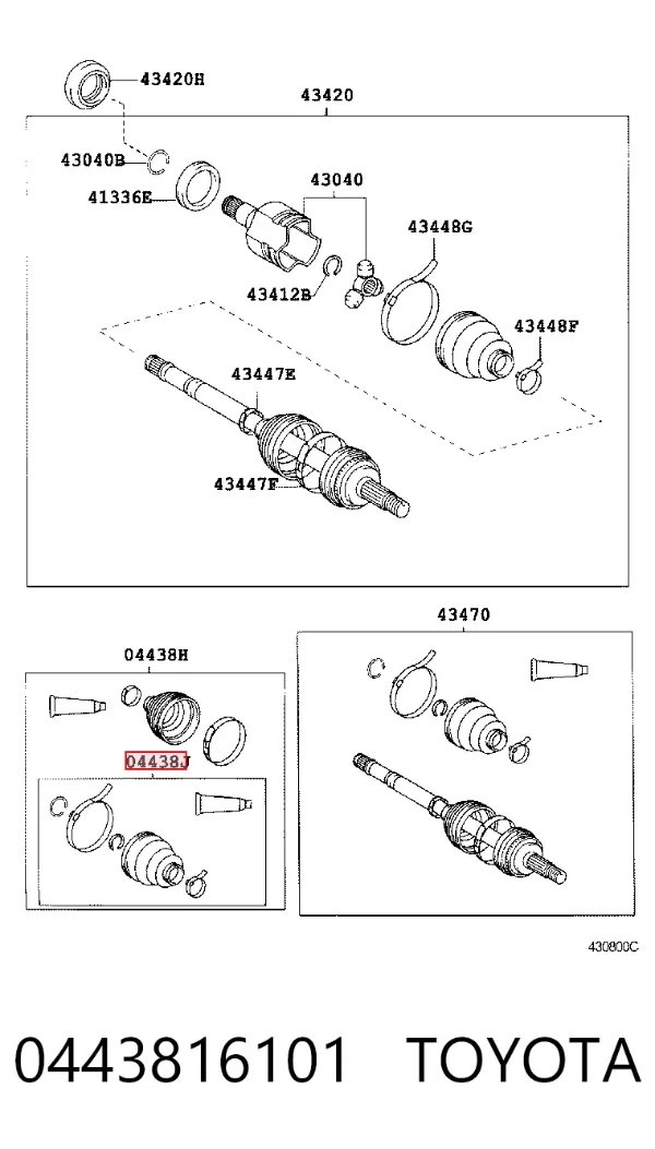 Пильник ШРУСа зовнішній 0443816101 Toyota