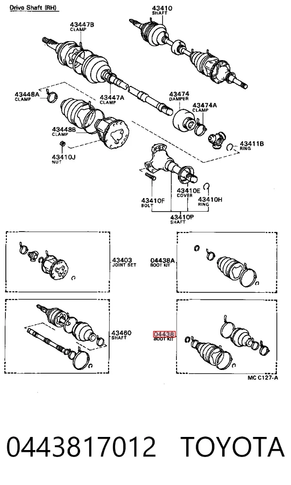 Пильник ШРУСа зовнішній 0443817012 Toyota