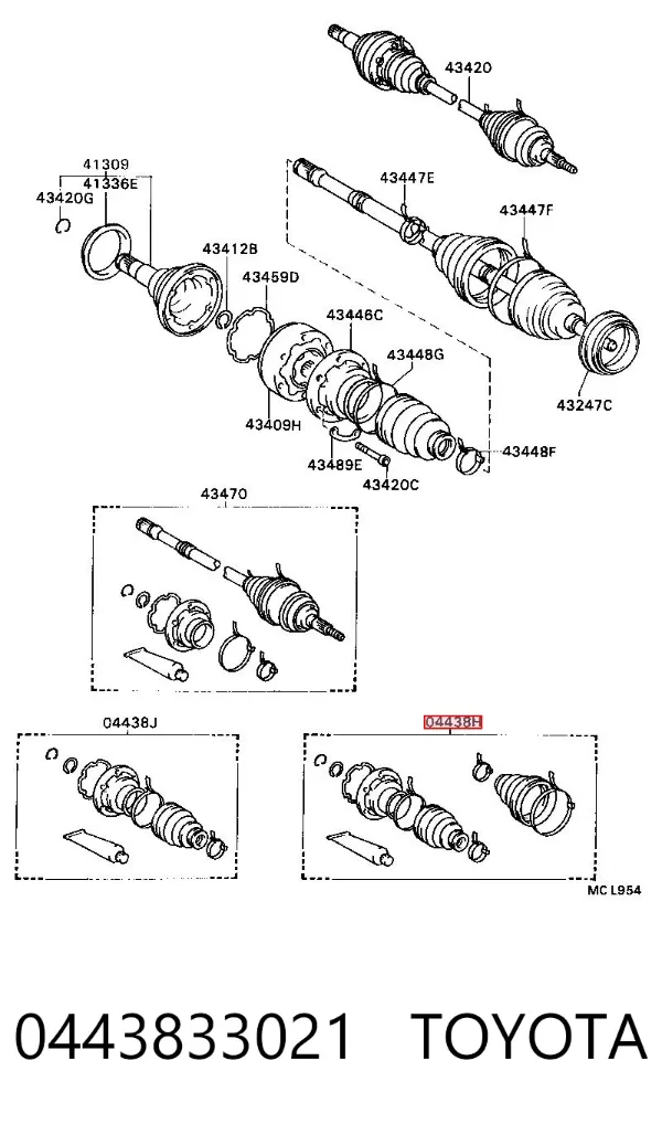 Пильник ШРУСа зовнішній 0443833021 Toyota