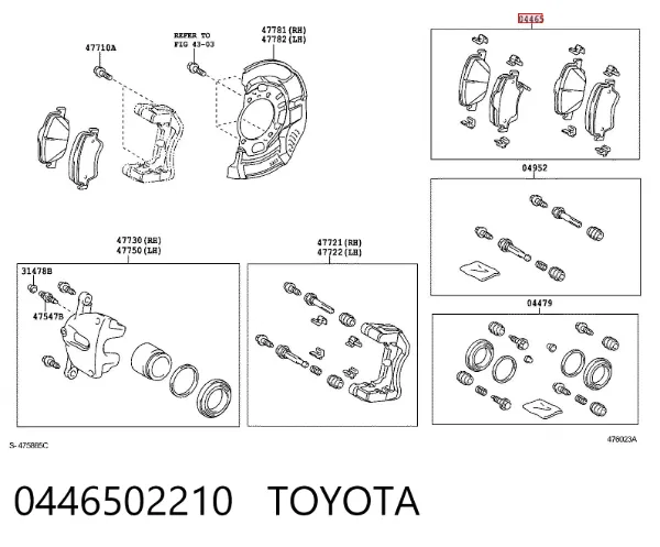 Передні тормозні колодки 0446502210 Toyota