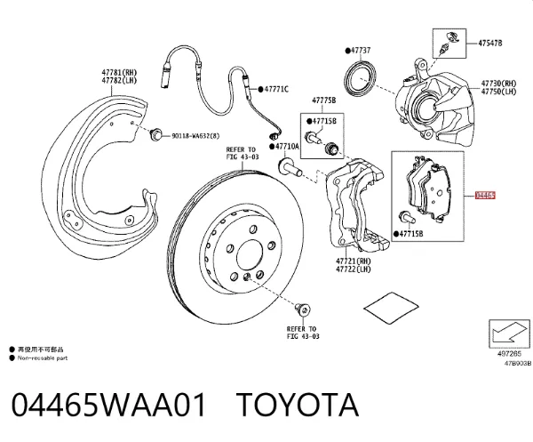 Передні тормозні колодки 04465WAA01 Toyota
