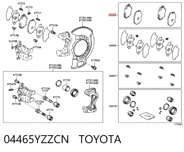Передні тормозні колодки 04465YZZCN Toyota
