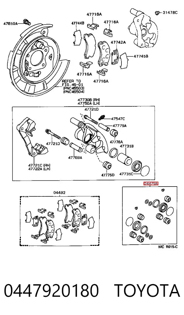 Ремкомплект супорту 0447920180 Toyota