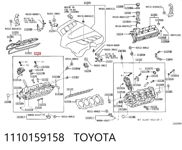 Головка блока циліндрів (ГБЦ), права 1110159158 Toyota