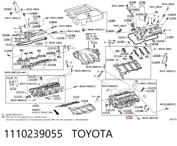 Головка блока циліндрів (ГБЦ), ліва 1110239055 Toyota