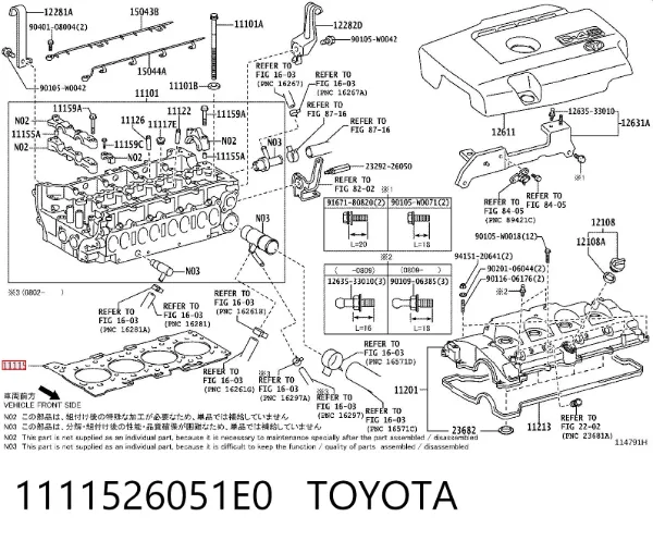 Прокладка ГБЦ 1111526051E0 Toyota