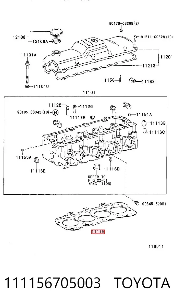 Прокладка ГБЦ 111156705003 Toyota