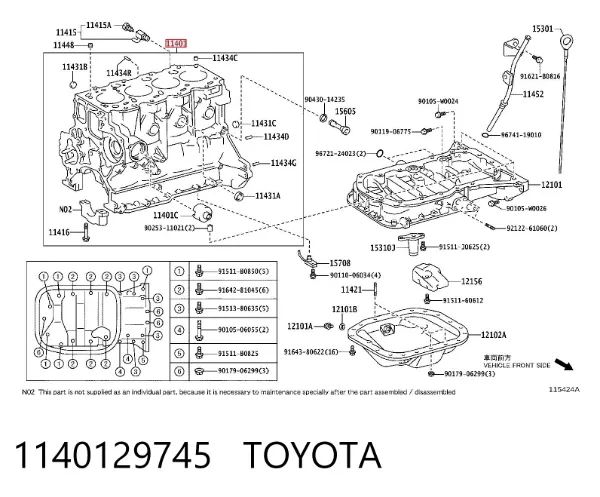 Блок циліндрів двигуна 1140129745 Toyota