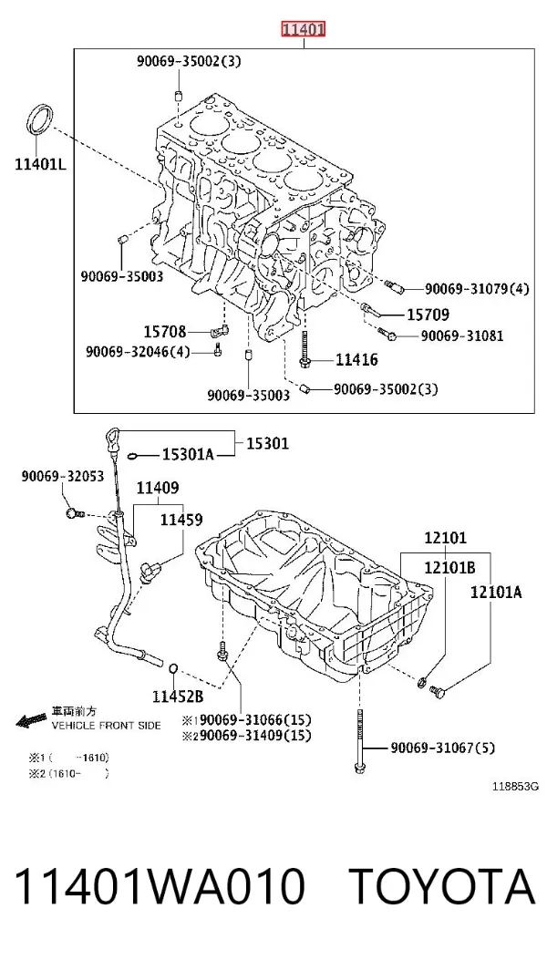 Блок циліндрів двигуна 11401WA010 Toyota