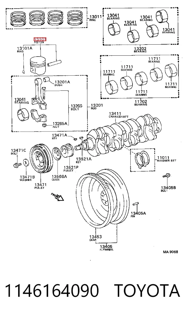 Поршень (комплект на мотор), STD 1146164090 Toyota