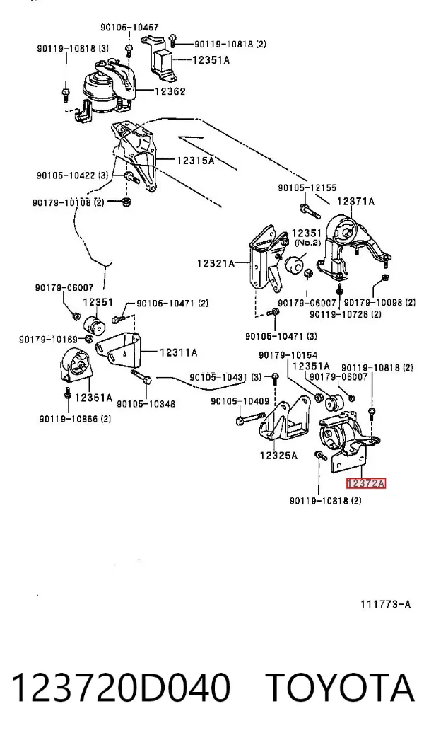 Подушка (опора) двигуна, ліва 123720D040 Toyota