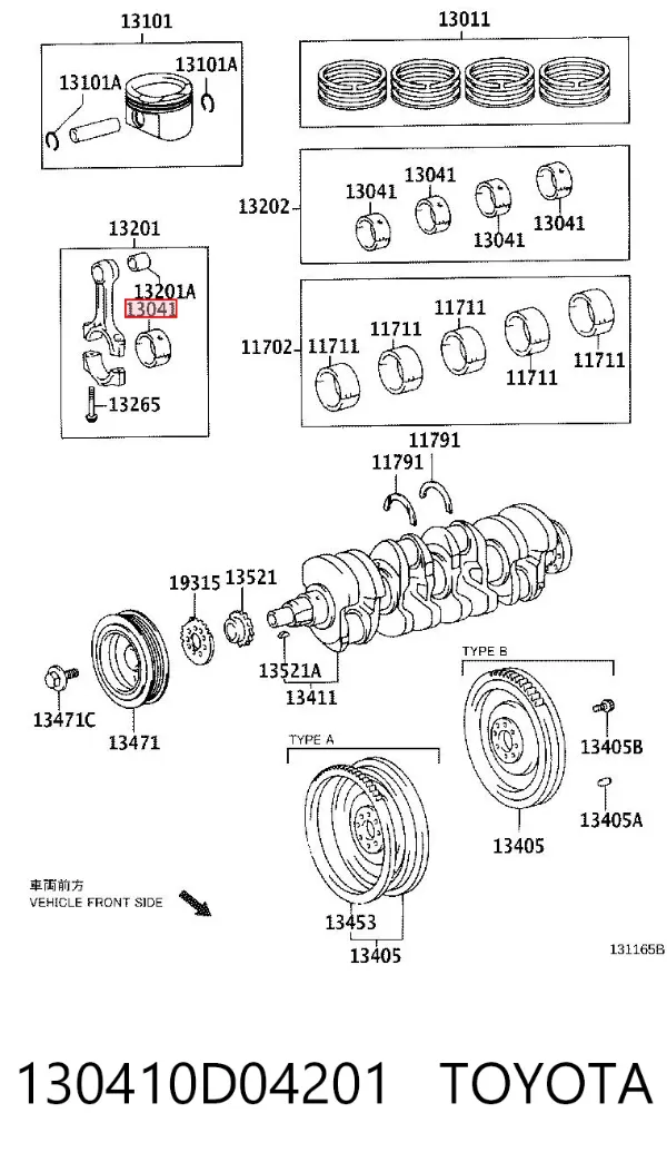 Вкладиші шатунні 130410D04201 Toyota