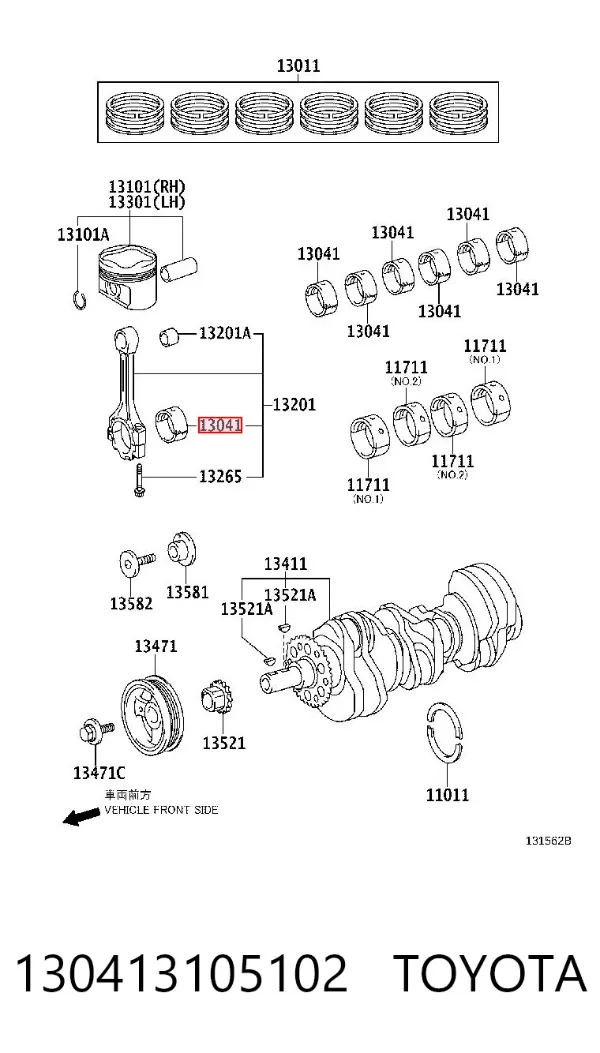 Вкладиші шатунні 130413105102 Toyota