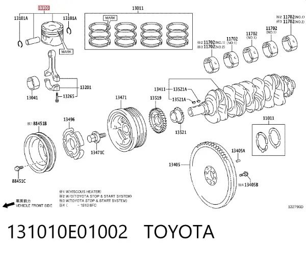Поршень (комплект на мотор), STD 131010E01002 Toyota