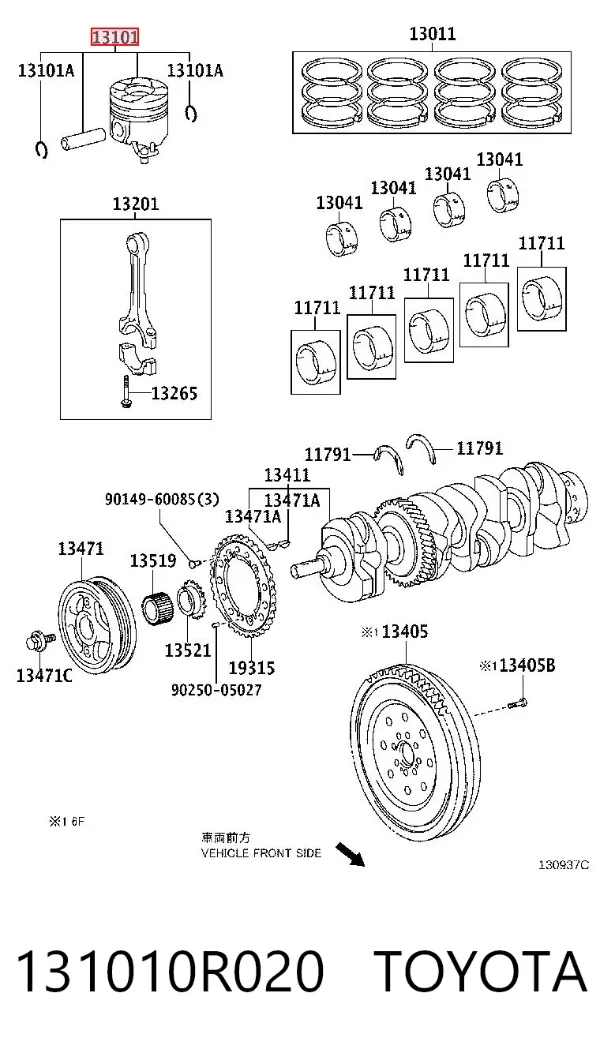 Поршень з пальцем без кілець, STD 131010R020 Toyota