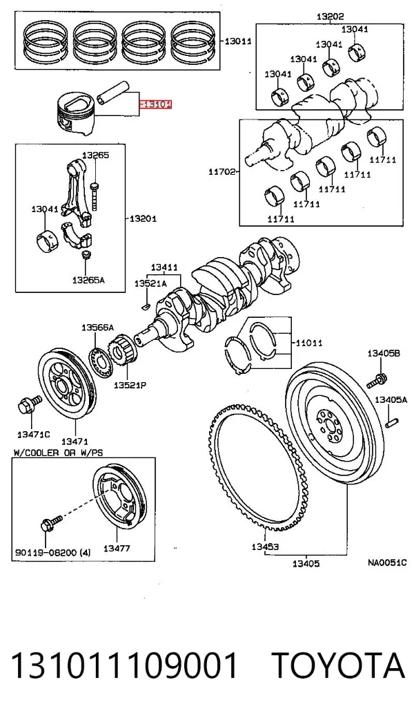 Поршень з пальцем без кілець, STD 131011109001 Toyota
