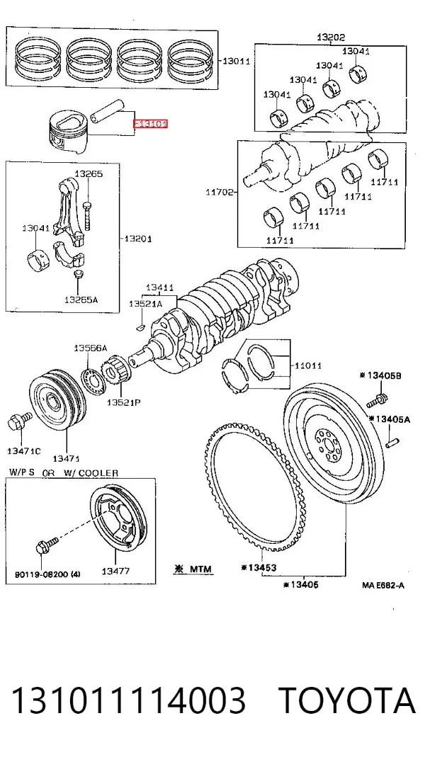 Поршень з пальцем без кілець, STD 131011114003 Toyota