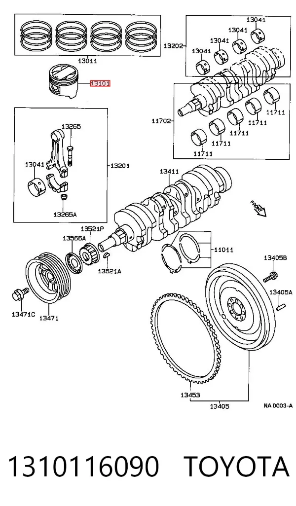 Поршень в комплекті на 1 циліндр, STD 1310116090 Toyota