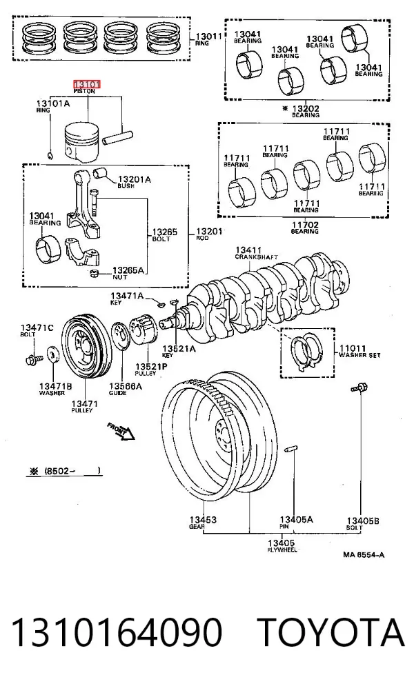 Поршень в комплекті на 1 циліндр, STD 1310164090 Toyota