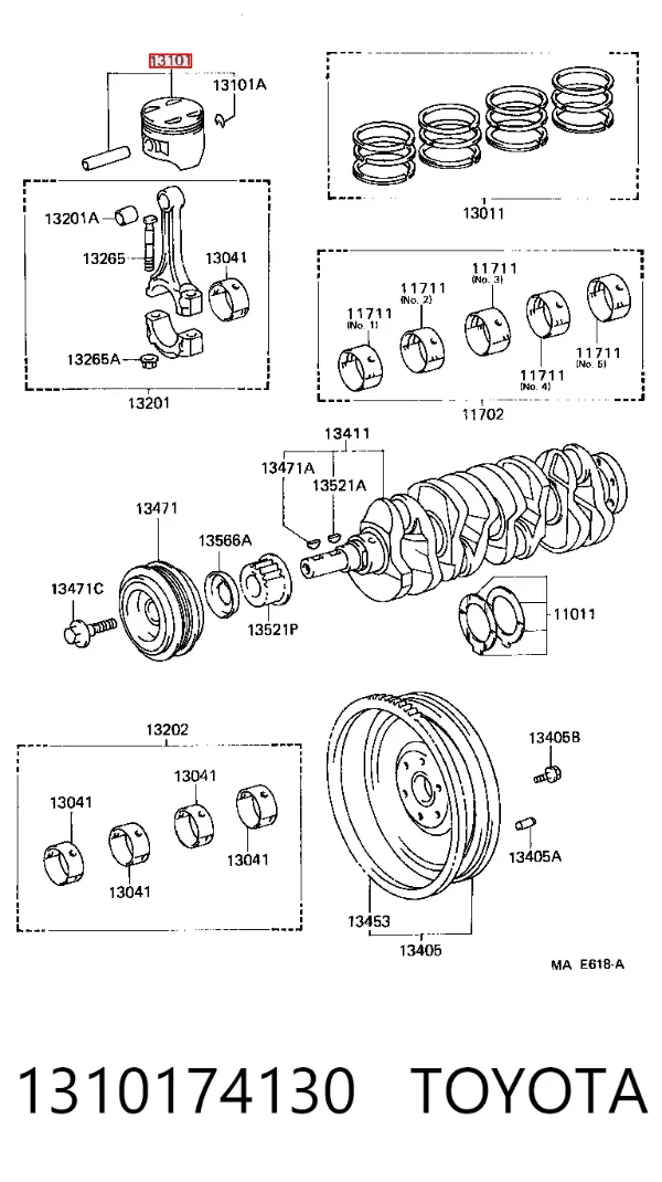 Поршень з пальцем без кілець, STD 1310174130 Toyota